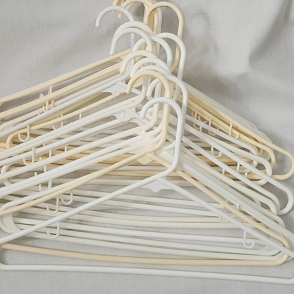 Set of 40 White and Cream Plastic Hangers